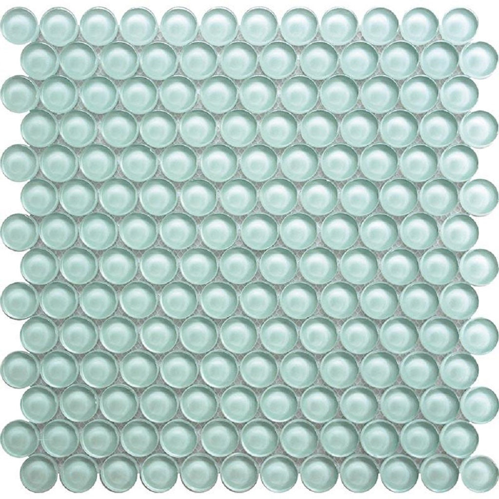 Blizzard Blue 12x12 Glossy Penny Round Glass Mosaic Tile (5 pack, 5 sq ft/case)
