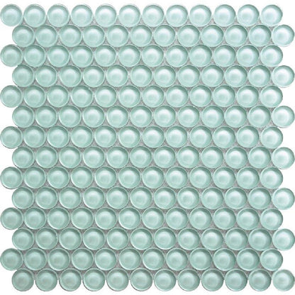 Blizzard Blue 12x12 Glossy Penny Round Glass Mosaic Tile (5 pack, 5 sq ft/case)