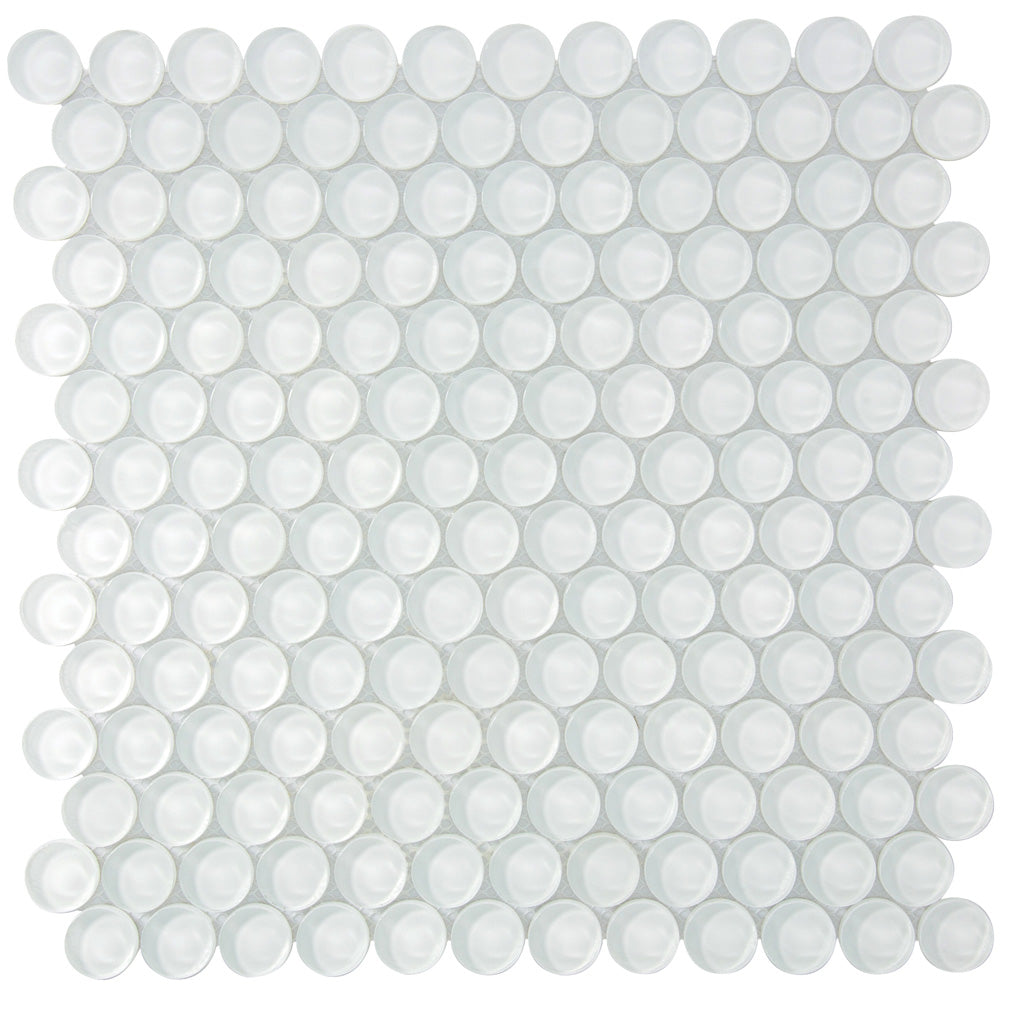 White 12x12 Glossy Penny Round Glass Mosaic Tile (5 pack, 5 sq ft/case)