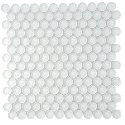White 12x12 Glossy Penny Round Glass Mosaic Tile (5 pack, 5 sq ft/case) - Sample