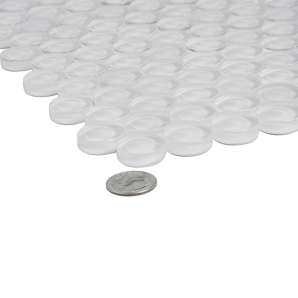 White 12x12 Glossy Penny Round Glass Mosaic Tile (5 pack, 5 sq ft/case)
