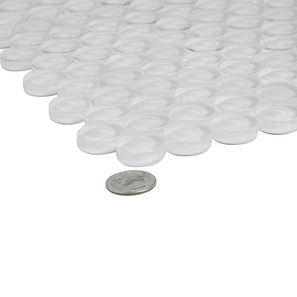 White 12x12 Glossy Penny Round Glass Mosaic Tile (5 pack, 5 sq ft/case) - Sample