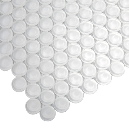White 12x12 Glossy Penny Round Glass Mosaic Tile (5 pack, 5 sq ft/case)
