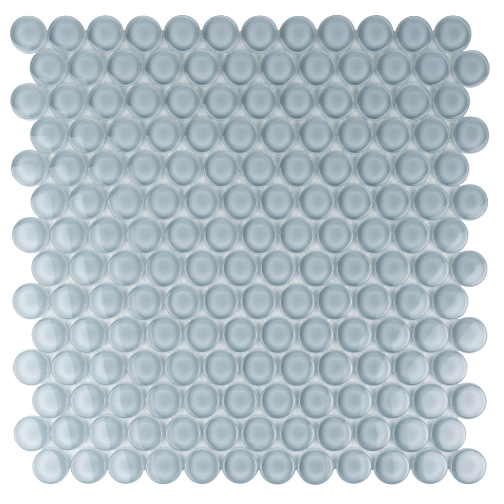 Gray 12x12 Glossy Penny Round Glass Mosaic Tile (5 pack, 5 sq ft/case)