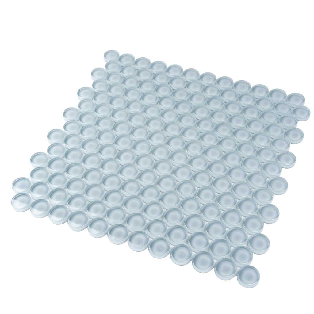 Gray 12x12 Glossy Penny Round Glass Mosaic Tile (5 pack, 5 sq ft/case) - Sample