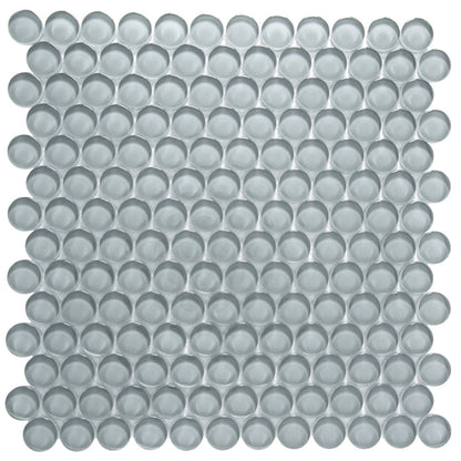 Stone Blue 12x12 Glossy Penny Round Glass Mosaic Tile (5 pack, 5 sq ft/case) - Sample