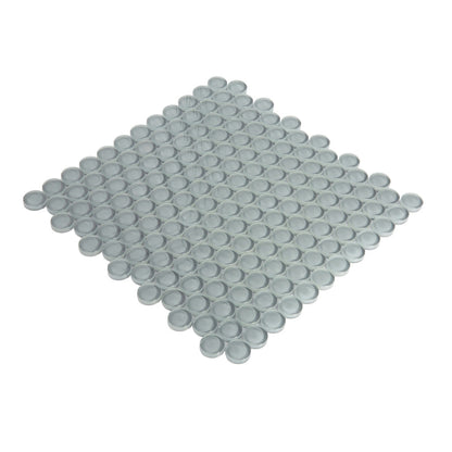 Stone Blue 12x12 Glossy Penny Round Glass Mosaic Tile (5 pack, 5 sq ft/case)