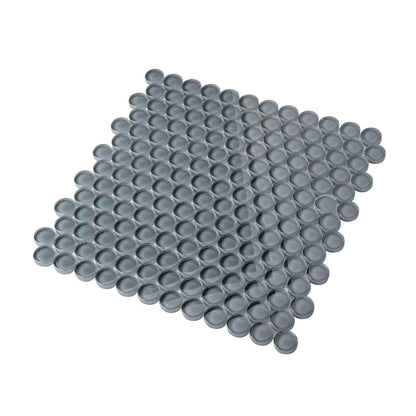 Coin Gray 12x12 Glossy Penny Round Glass Mosaic Tile (5 pack, 5 sq ft/case)
