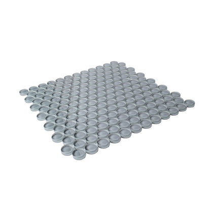 Coin Gray 12x12 Glossy Penny Round Glass Mosaic Tile (5 pack, 5 sq ft/case)