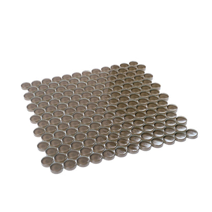 Ash Gray 12x12 Glossy Penny Round Glass Mosaic Tile (5 pack, 5 sq ft/case)