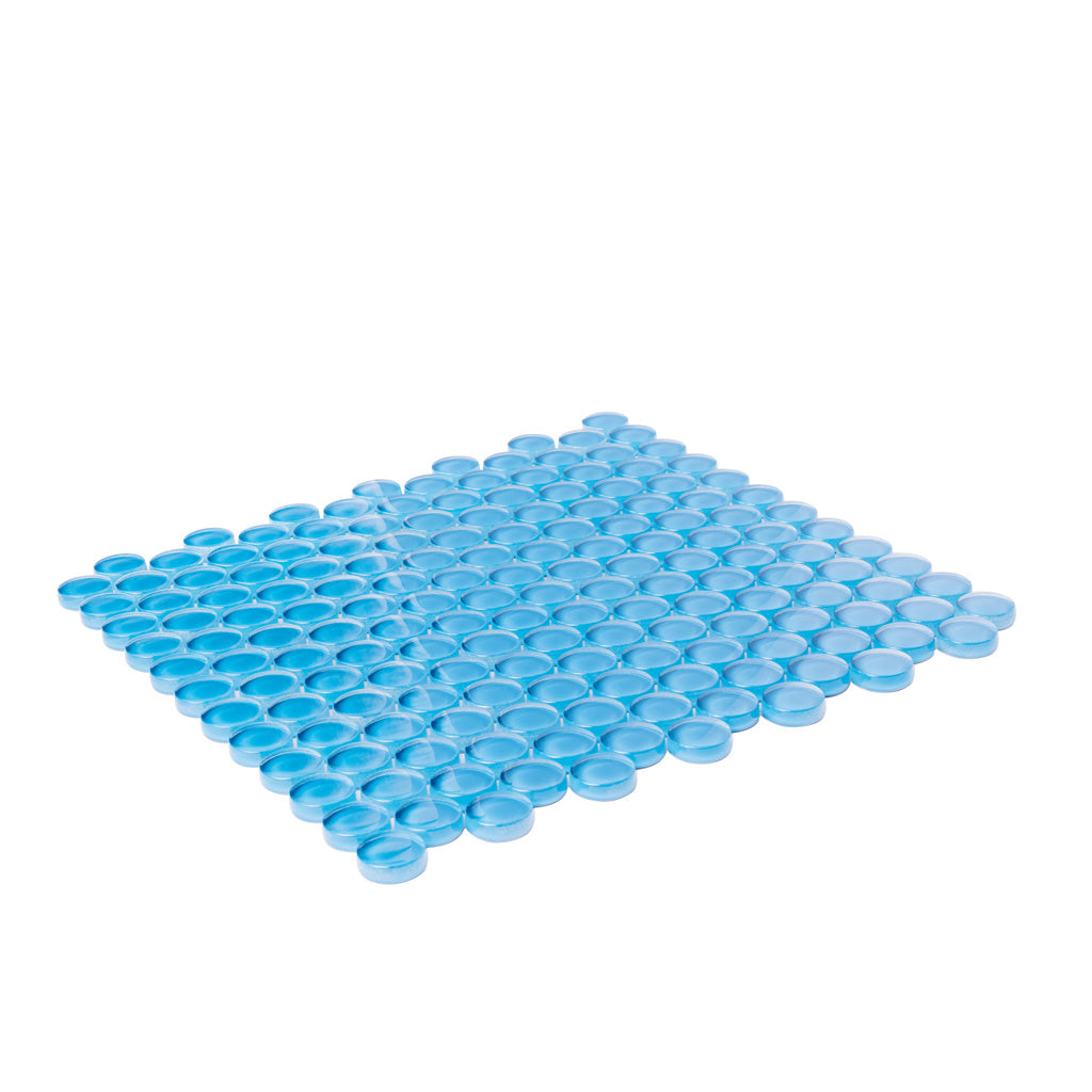 Cerulean Blue 12x12 Glossy Penny Round Glass Mosaic Tile (5 pack, 5 sq ft/case) - Sample