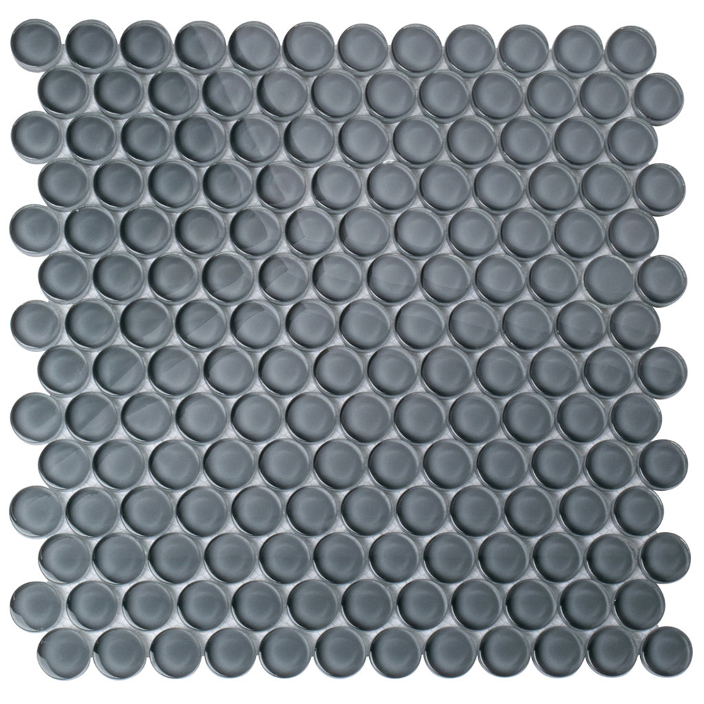 Coin Gray 12x12 Glossy Penny Round Glass Mosaic Tile (5 pack, 5 sq ft/case)