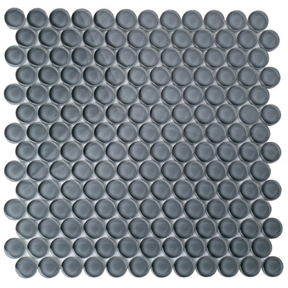 Coin Gray 12x12 Glossy Penny Round Glass Mosaic Tile (5 pack, 5 sq ft/case)