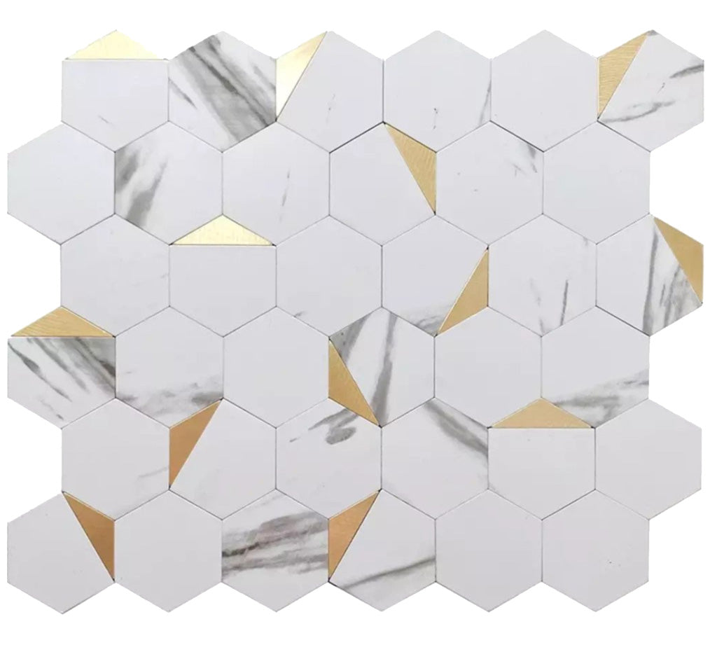 White Gold 12x12 Honed Hexagon PVC Peel & Stick Tile (10 pack, 8.3 sq ft/case) - Sample