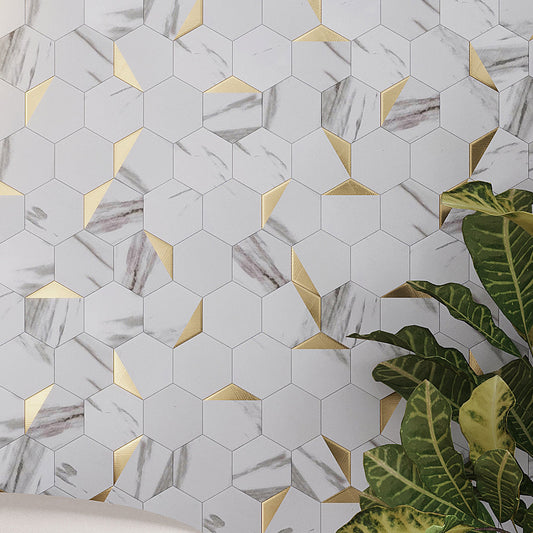 White Gold 12x12 Honed Hexagon PVC Peel & Stick Tile (10 pack, 8.3 sq ft/case)