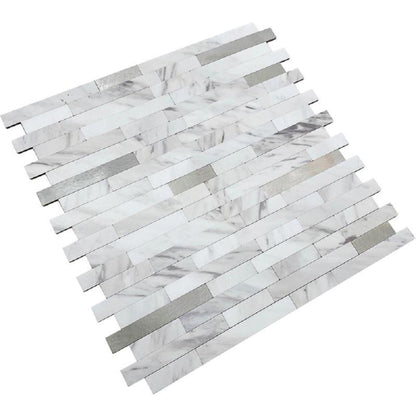 White Silver 10x12 Polished Brick PVC Peel & Stick Tile (10 pack, 9.26 sq ft/case) - Sample