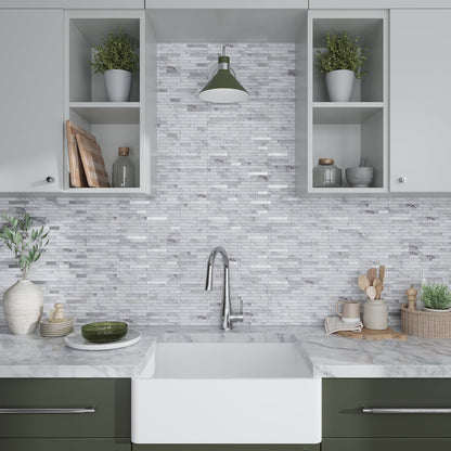 White Silver 10x12 Polished Brick PVC Peel & Stick Tile (10 pack, 9.26 sq ft/case)