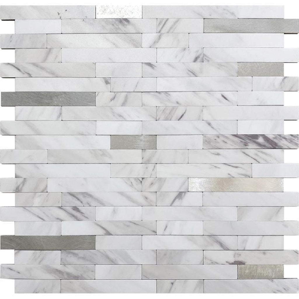 White Silver 10x12 Polished Brick PVC Peel & Stick Tile (10 pack, 9.26 sq ft/case)