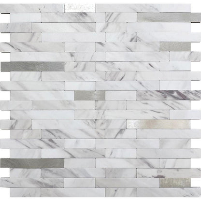 White Silver 10x12 Polished Brick PVC Peel & Stick Tile (10 pack, 9.26 sq ft/case)
