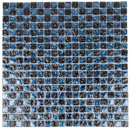 Blue Black 12x12 Glossy Square Glass Mosaic Tile (5 pack, 4.75 sq ft/case)