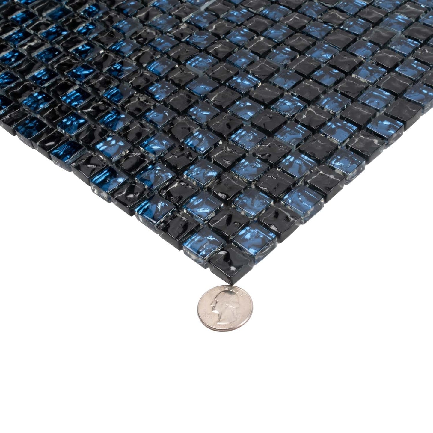 Blue Black 12x12 Glossy Square Glass Mosaic Tile (5 pack, 4.75 sq ft/case)