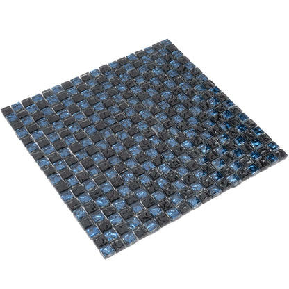Blue Black 12x12 Glossy Square Glass Mosaic Tile (5 pack, 4.75 sq ft/case)