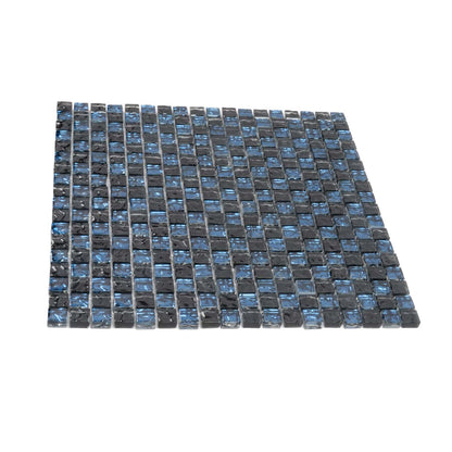 Blue Black 12x12 Glossy Square Glass Mosaic Tile (5 pack, 4.75 sq ft/case) - Sample