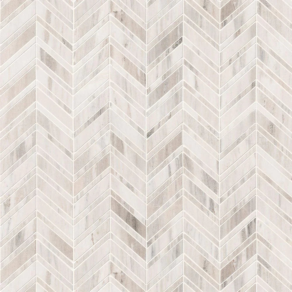 MSI Palisandro Chevron Polished Marble Mosaic Wall and Floor Tile 12"x12"