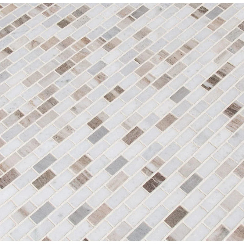 MSI Palisandro Mini Brick Pattern Marble Mosaic Tile 12"x12"