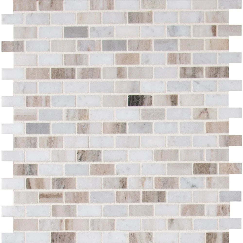 MSI Palisandro Mini Brick Pattern Marble Mosaic Tile 12"x12"