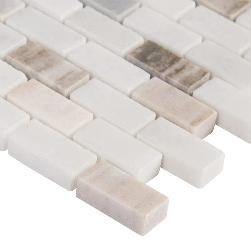 MSI Palisandro Mini Brick Pattern Marble Mosaic Tile 12"x12"