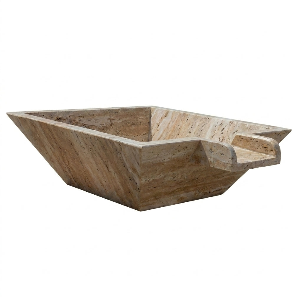 Patara Beige Vein-cut Travertine Natural Stone Pool Square Poolwok with Lip