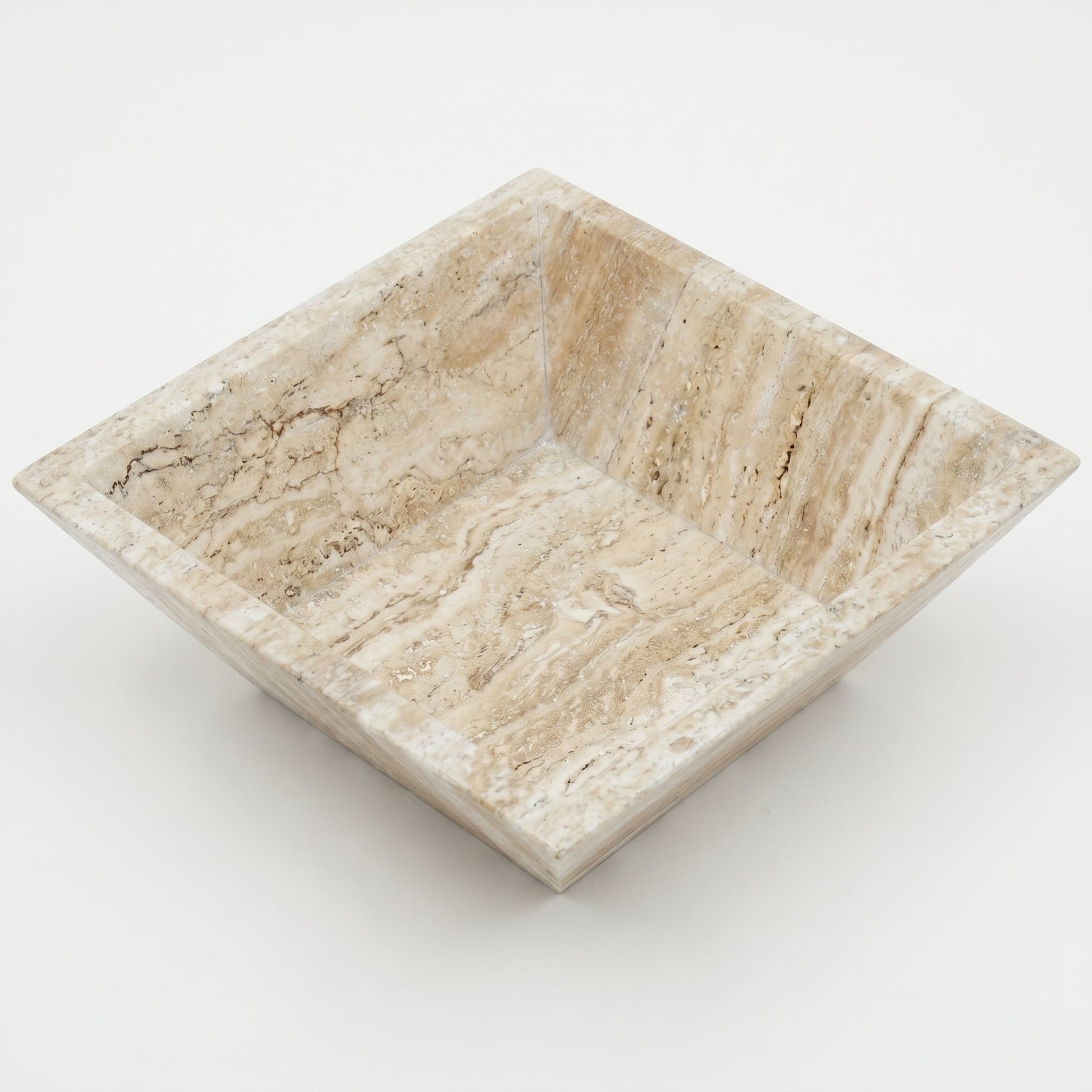 Patara Beige Vein-Cut Travertine Natural Stone Fire Pit – 24" x 24" x 8"