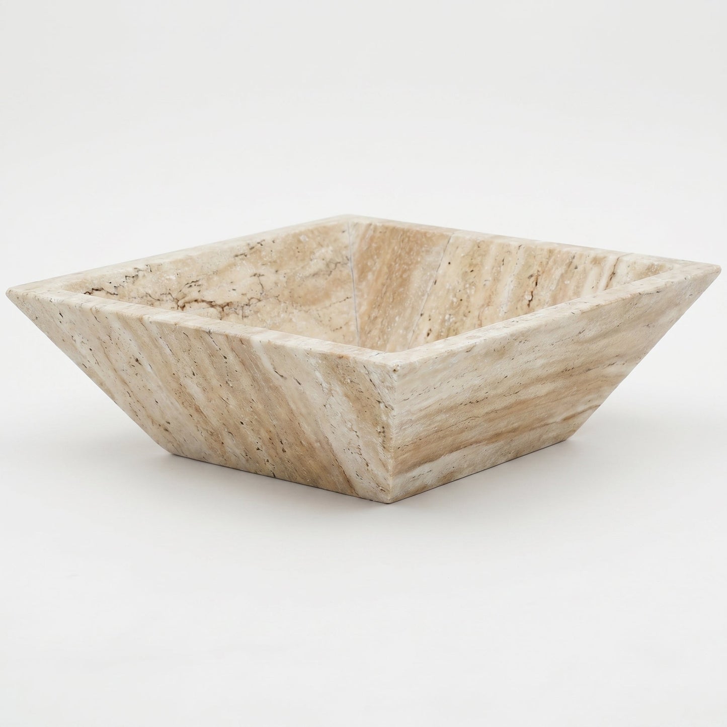 Patara Beige Vein-Cut Travertine Natural Stone Fire Pit – 24" x 24" x 8"