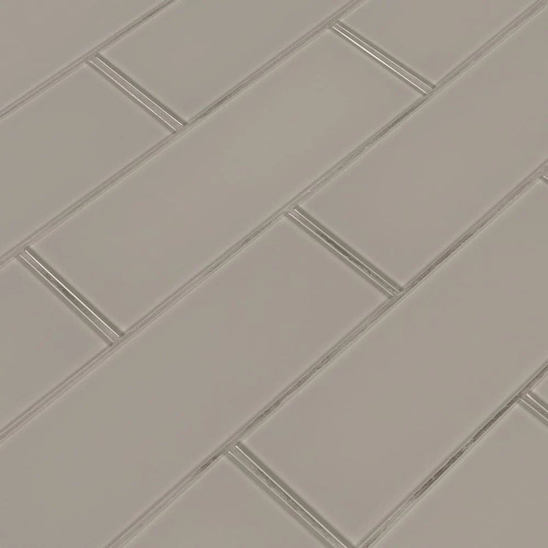 MSI Pebble Gray Glass Subway Tile 3"x9"