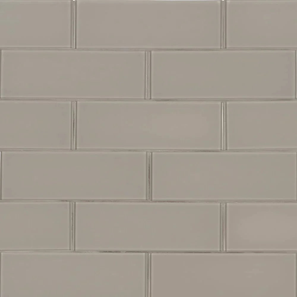 MSI Pebble Gray Glass Subway Tile 3"x9"