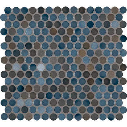 MSI Penny Round Azul Glossy Porcelain Mosaic Tile 11.3"x12.2"