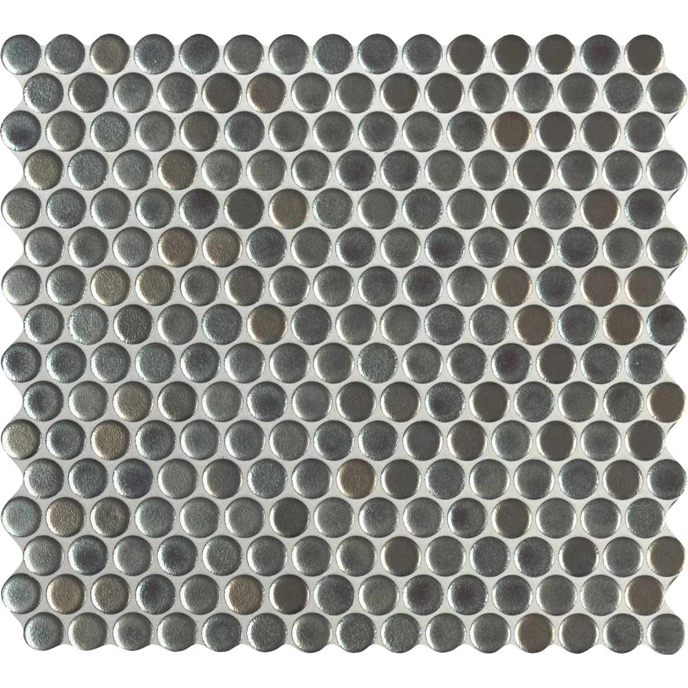 MSI Penny Round Metallico Glossy Porcelain Mosaic Tile 11.3"x12.2"