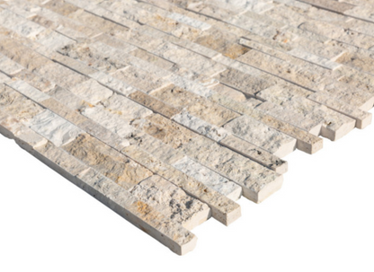 Philadelphia Travertine Split Face Stacked Stone Ledger Panel