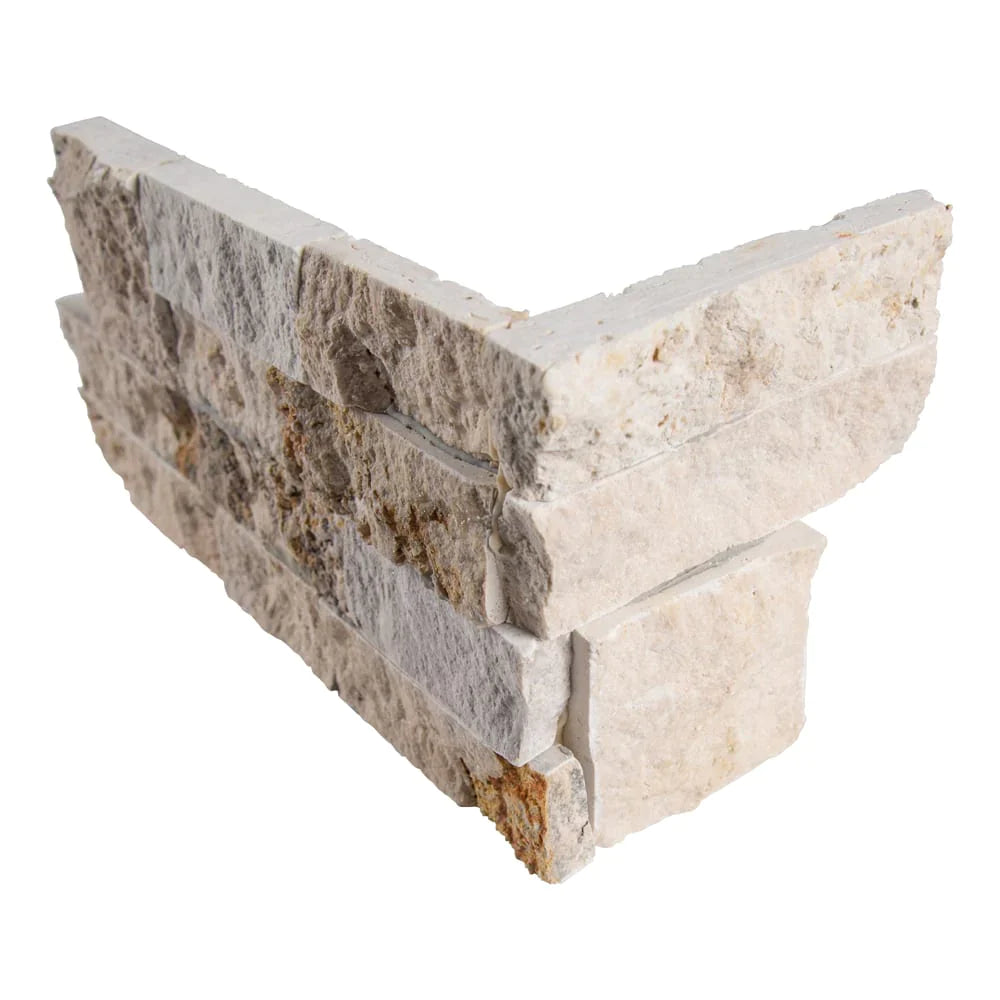 Philadelphia splitface ledger corner 6x18 natural travertine wall tile LPNLTPHI618COR product shot corner tile view