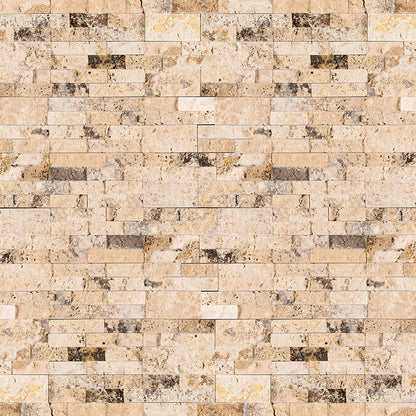 Philadelphia splitface ledger panel 6X24 natural travertine wall tile LPNLTPHI624 product shot multiple tiles angle view