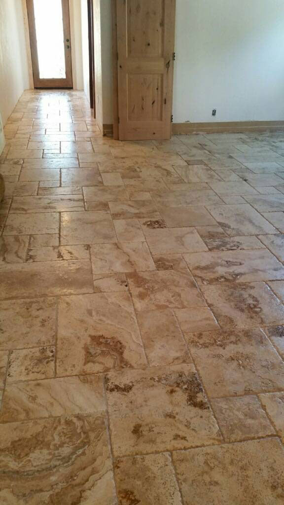 Picasso pattern honed unfilled chipped brushed travertine floor and wall tile TTPICASSO PAT HUCB
