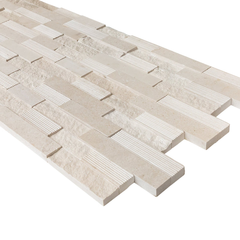 Piedra Caliza Ledger 3D Panel 6"x24" Multi Surface Natural Limestone Wall Tile