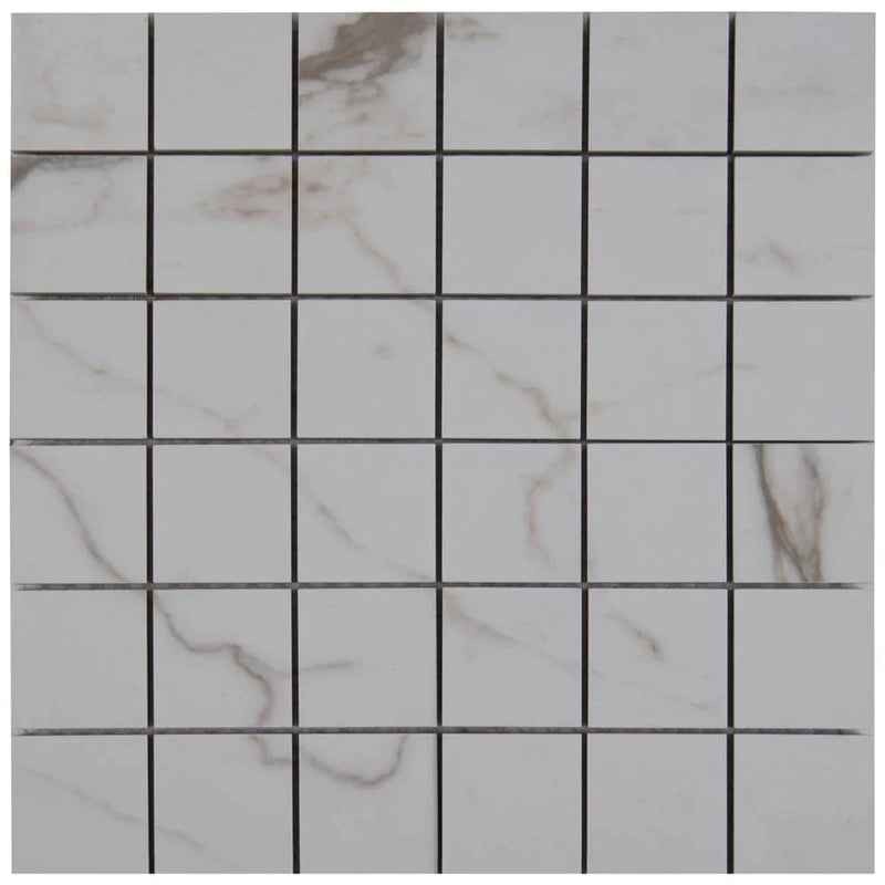 MSI Calacatta Porcelain Mosaic Wall and Floor Tile 2"x2" - Pietra Collection