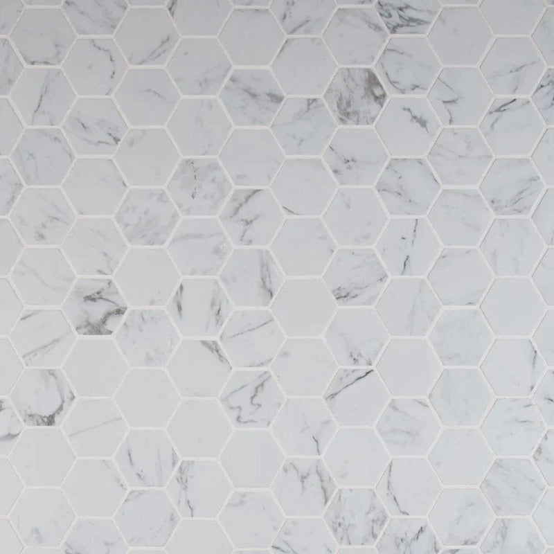 MSI Carrara 2" Hexagon Mosaic Porcelain Wall and Floor Tile