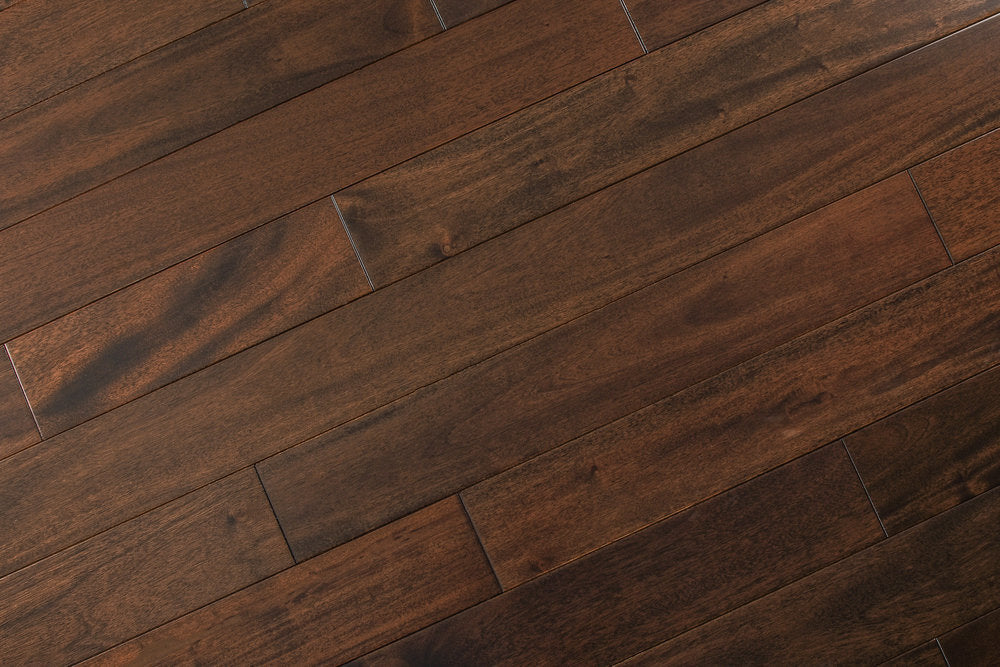 "Discover elegance with Indo Mahogany Smooth Solid Hardwood Flooring in the timeless Pitch Comodo style. Each plank, 3/4 x 3.6 inches, offers a sophisticated touch. SKU: TRPSH-IMPC. Elevate your space with this classic flooring choice."