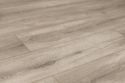 Platinum Embossed 8"x48" Laminate Flooring 12mm - Taupe Silver