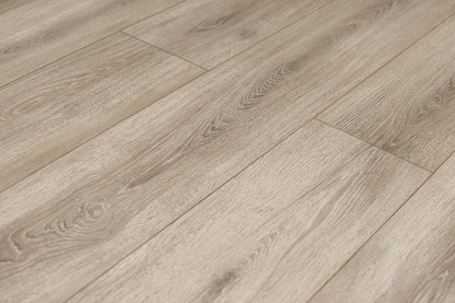 Platinum Embossed 8"x48" Laminate Flooring 12mm - Taupe Silver