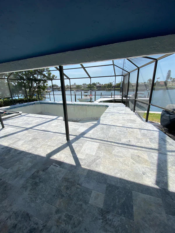 Platinum Silver Marble Tumbled Pavers - Full TruckLoad