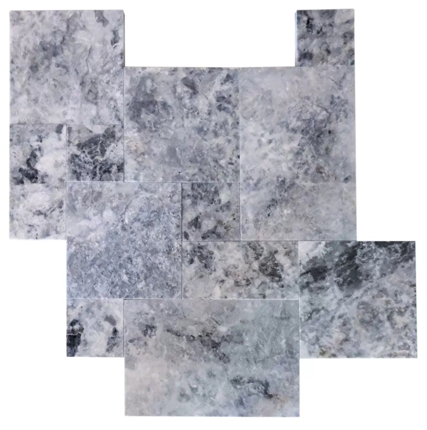 Platinum Silver Marble Tumbled Pavers - Full TruckLoad